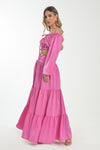 Playful Pink Off-Shoulder Maxi Dress