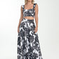 Monochrome Rose Print Two-Piece Set