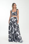 Monochrome Rose Print Two-Piece Set