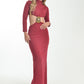 Deep Wine Maxi Dress with Embellished Cut-Out