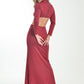 Deep Wine Maxi Dress with Embellished Cut-Out