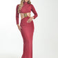 Deep Wine Maxi Dress with Embellished Cut-Out