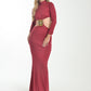 Deep Wine Maxi Dress with Embellished Cut-Out