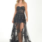 Black Lace and Tulle Gown