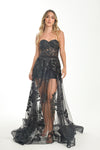 Black Lace and Tulle Gown