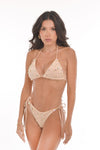 Sequined Swimsuit with Chains and Embellishments