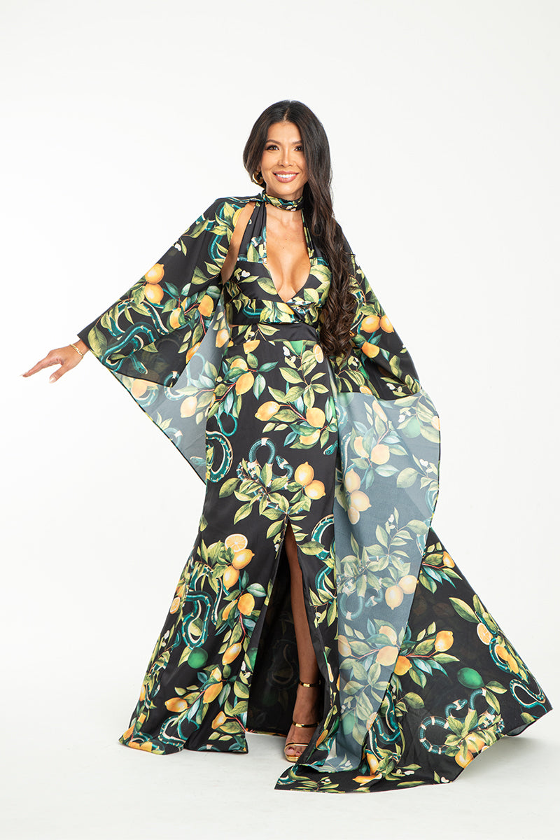 long sleeve goddess dress Tropical Goddess dress S