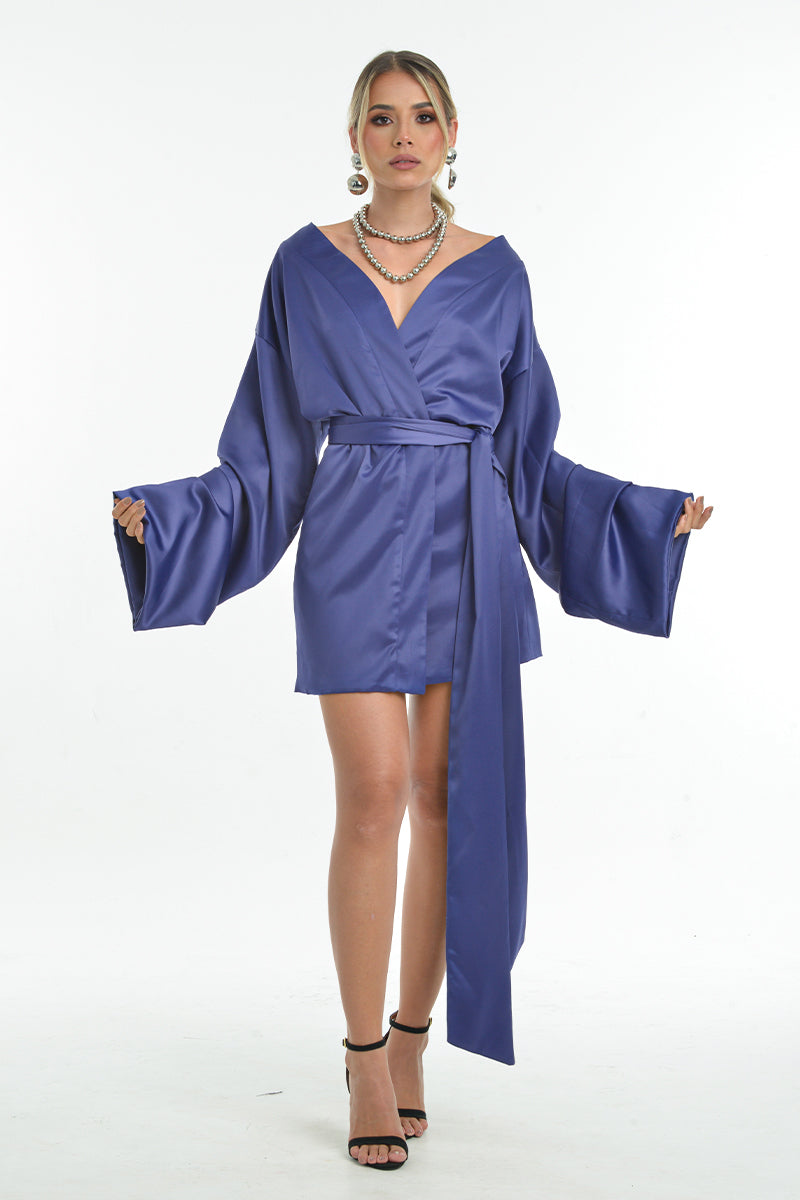 Sapphire Nights Wrap Mini Dress – Steffany Milano