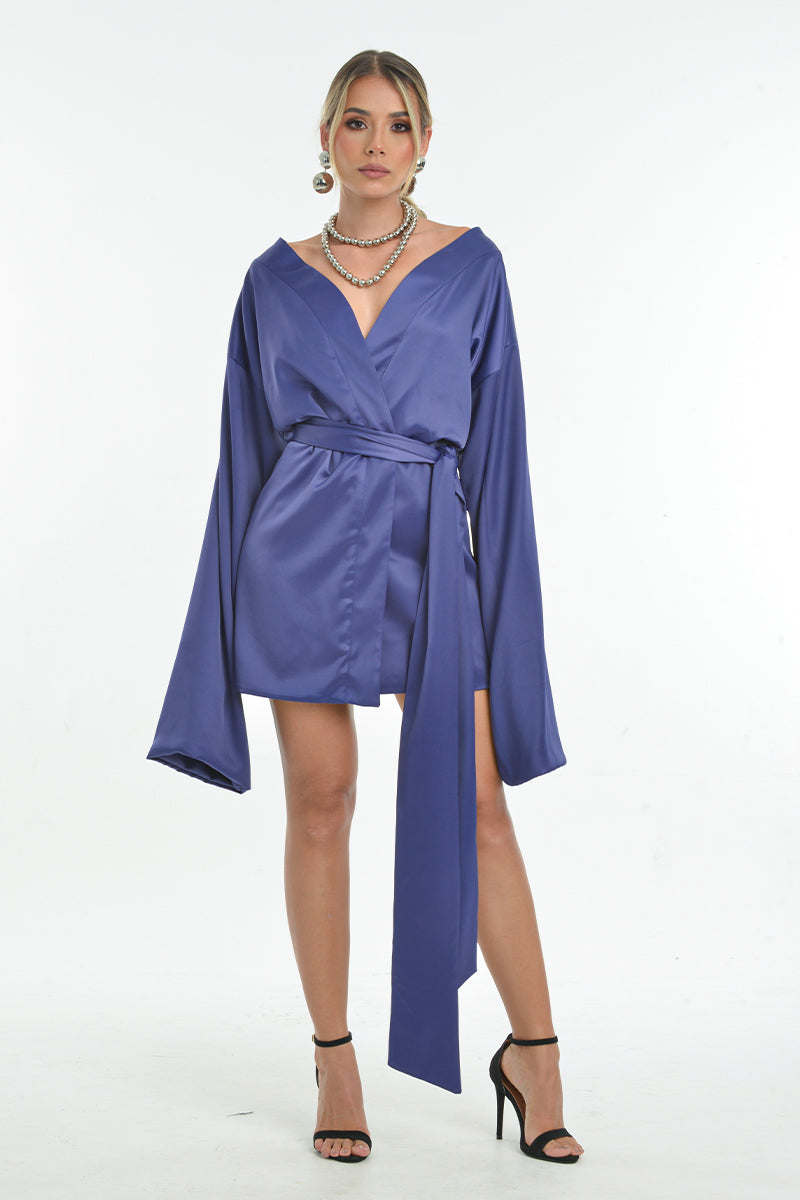 Sapphire Nights Wrap Mini Dress M